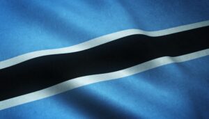 A closeup shot of the waving flag of Botswana with interesting textures